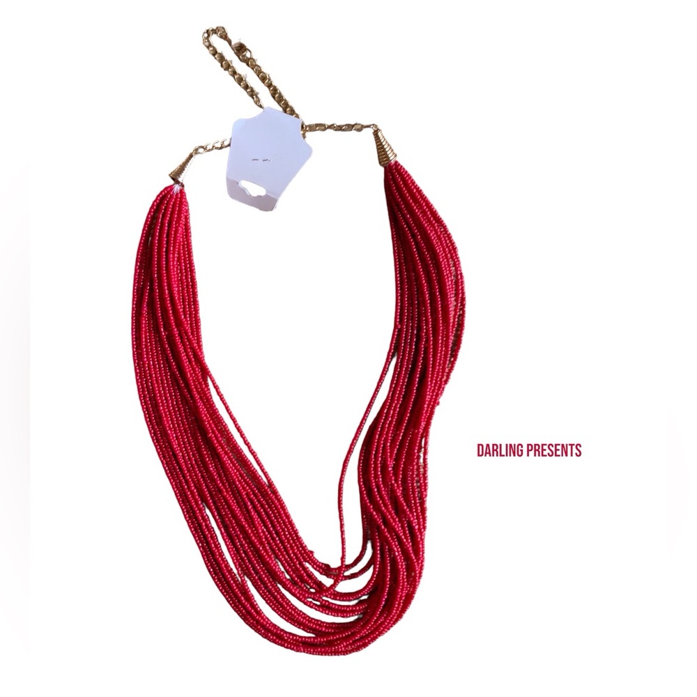 IMAN Global Chic Beaded Strands Necklace Women Color Red